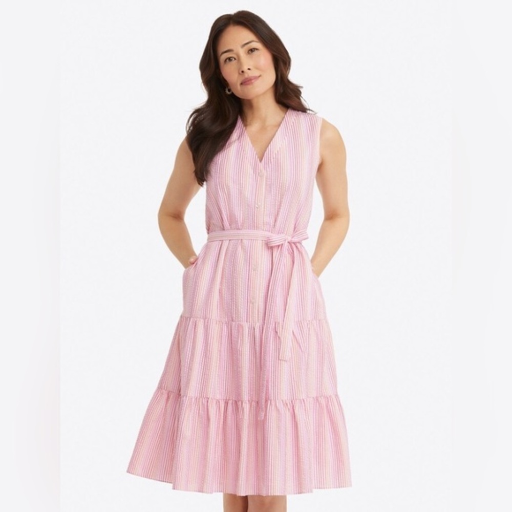 Draper James Seersucker Tiered Flounce Dress – Size XS